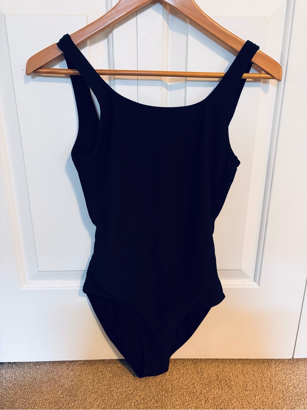 BUNDLE! 3 kids One-Piece ribbed Swimsuits. Black, white, light blue.